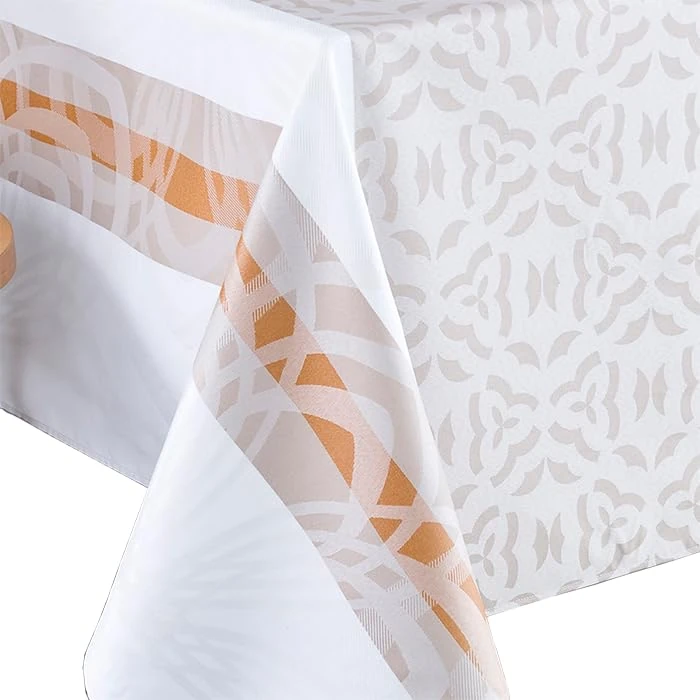 Nydel Vali Jacquard Tablecloth Stain Resistant Square 160 x 160 cm Camel