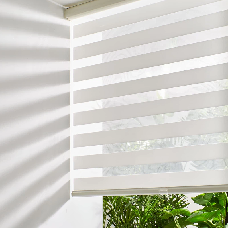 Persilux Cordless Zebra Blinds for Windows Free-Stop Roller Windows Shades Dual Layer Light Control for Day and Night, Light Filtering Sheer Shades for Home (31" W X 72" H, Cream)