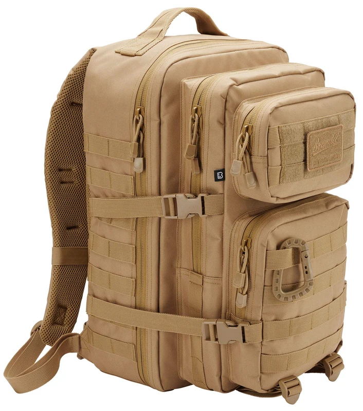 Brandit US Cooper Assault Backpack, Special Edition Molle Backpack, German Army, Hiking, Travel, Tactical Backpack - Backpack backpacks. camel