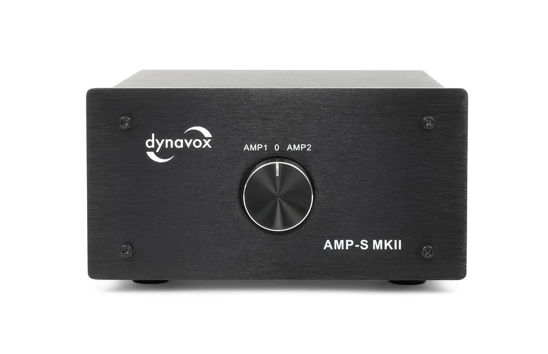 Dynavox AMP-S MKII Amplifier and Box Switch in Metal Housing for Stereo and Surround Amplifier, Banana Plug or Clamp Connection - Black