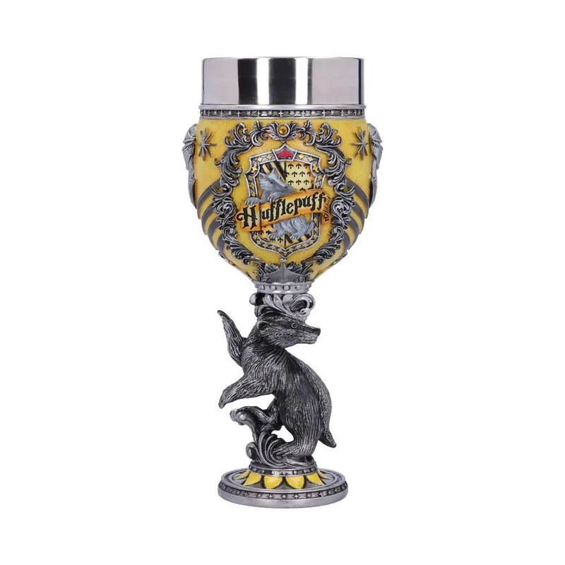 Nemesis Now Harry Potter Hufflepuff Hogwarts House Collectible Goblet, Yellow Silver, 19.5cm