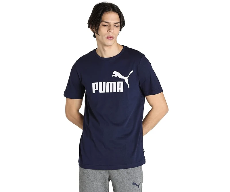 PUMA Men's Ess Logo Tee Shirt, Peacoat, 3XL UK