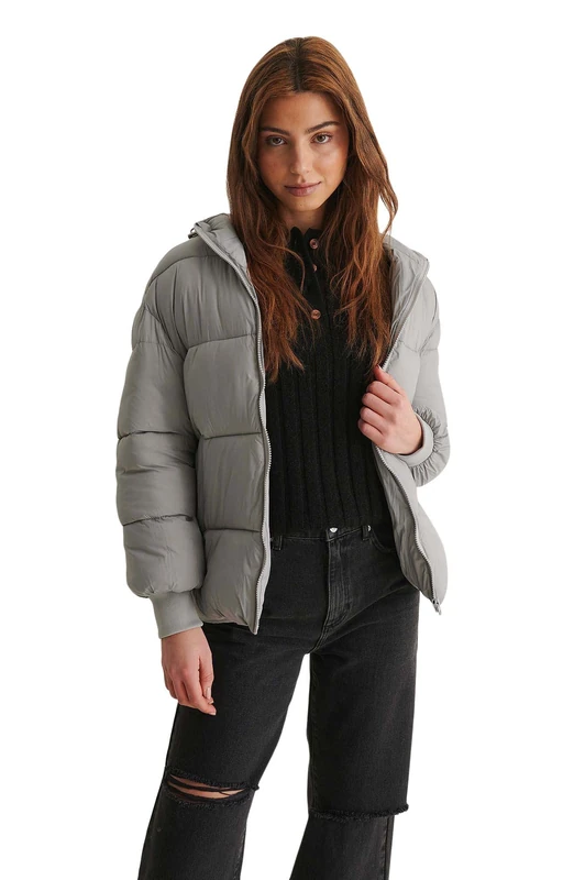NA-KD Women's Hooded Jackets, Grey, 8 UK