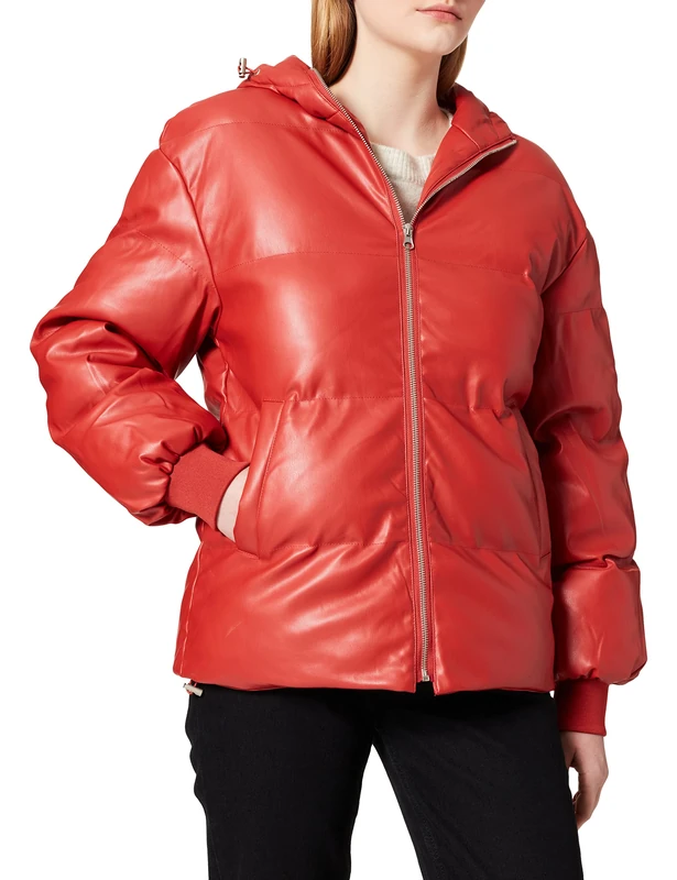 NA-KD Women's Hooded Jacket, Dusty Red, 6 UK