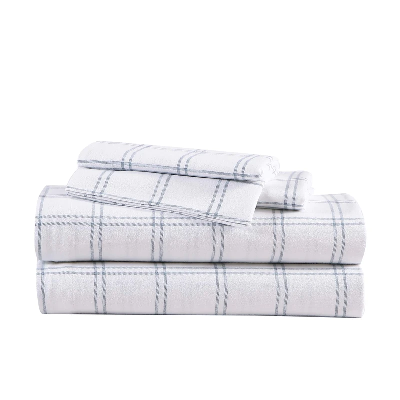 Eddie Bauer Home - Flannel Collection Cotton Bedding Sheet Set, Pre-Shrunk & Brushed For Extra Softness, Comfort, and Cozy Feel, Queen, Westridge Plaid