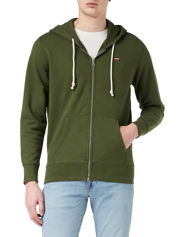 Levi's Men's New Original Zip Up Sweatshirt Mossy Green (Green) XS