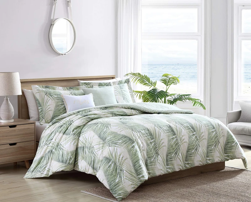 Tommy Bahama | 5pc Comforter Set - 100% Cotton, Reversible, All Season Bedding with Bonus Throw Pillows, Oeko-Tex Certified, Full/Queen, Kauai