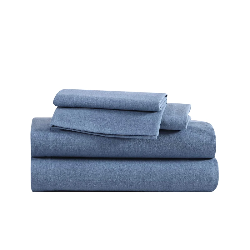 Eddie Bauer - King Sheets, Cotton Flannel Bedding Set, Brushed for Extra Softness, Cozy Home Decor (Blue, King)