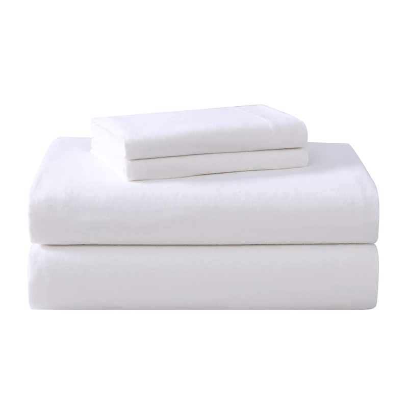 Laura Ashley - Full Sheet Set, Cotton Flannel Bedding, Brushed for Extra Softness & Comfort (True White, Full)