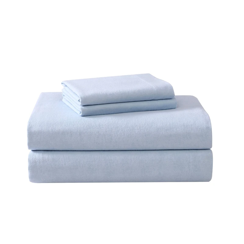 Laura Ashley - Queen Sheet Set, Cotton Flannel Bedding, Brushed for Extra Softness & Comfort (Serene Blue, Queen)