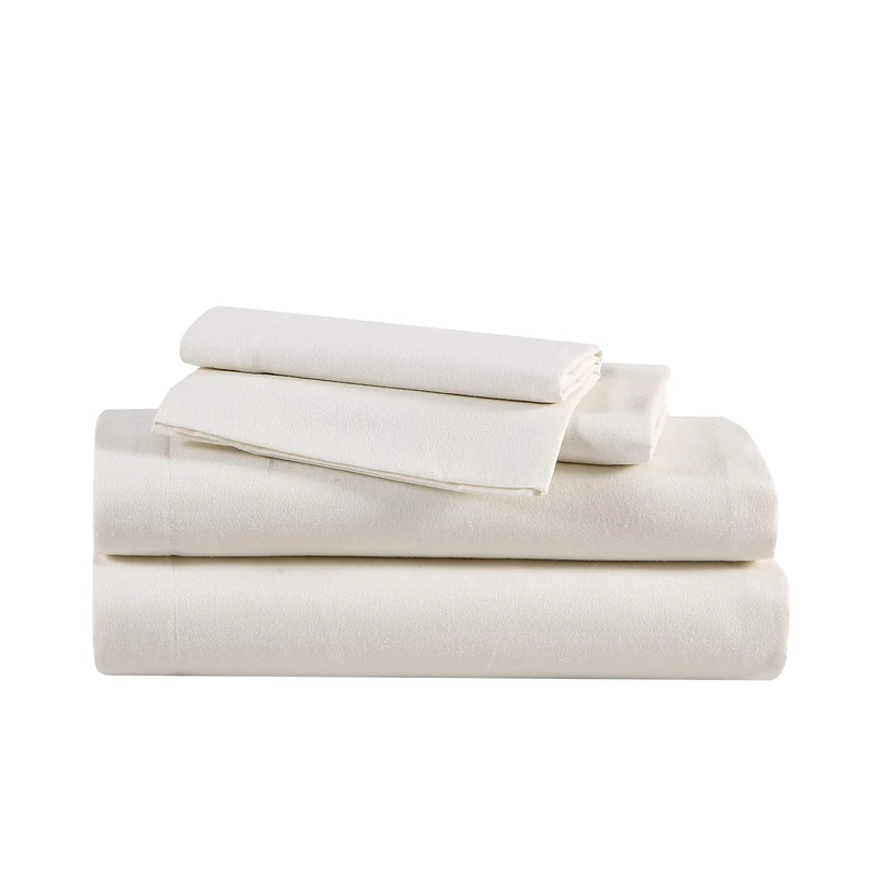 Eddie Bauer - Full Sheets, Cotton Flannel Bedding Set, Brushed for Extra Softness, Cozy Home Decor (Ivory, Full)
