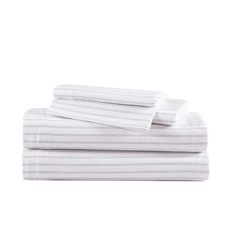 Eddie Bauer - Full Sheet Set, Warm Breathable Cotton Flannel Bedding with Deep Pockets, Brushed for Extra Softness, Cozy Home Decor, Oeko-Tex Certified (Trail Stripe, Full)