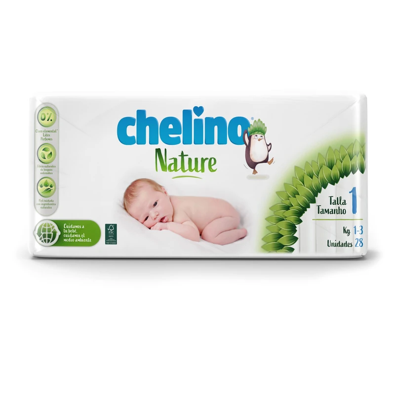 Chelino Nature Couche Enfant Taille 1 (1-3 kg), 252 couches