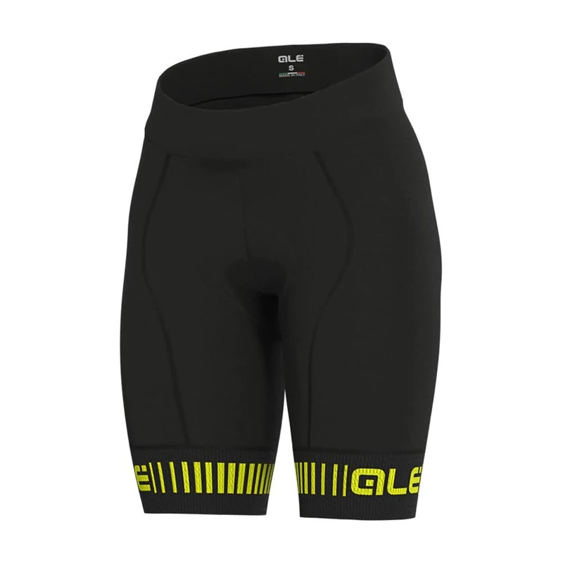Alé Cycling Women's PRR Strada Cycling Shorts, Black/Fluo Yellow, XL