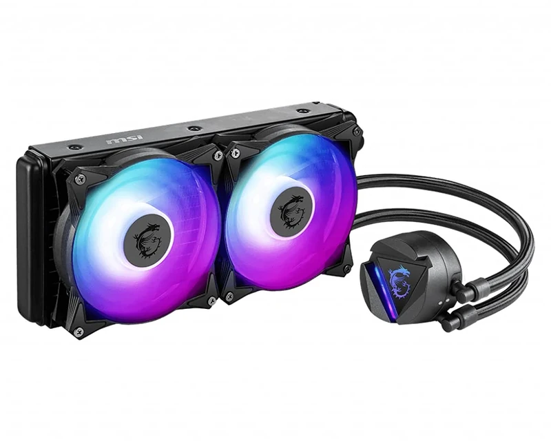 MSI MAG CORELIQUID 280R AIO CPU Liquid Cooler - Rotatable ARGB Blockhead, Integrated Radiator Pump, Split-Flow Water Cooling, Evaporation-Proof Tubing, Easy to Install - AMD & Intel Compatible