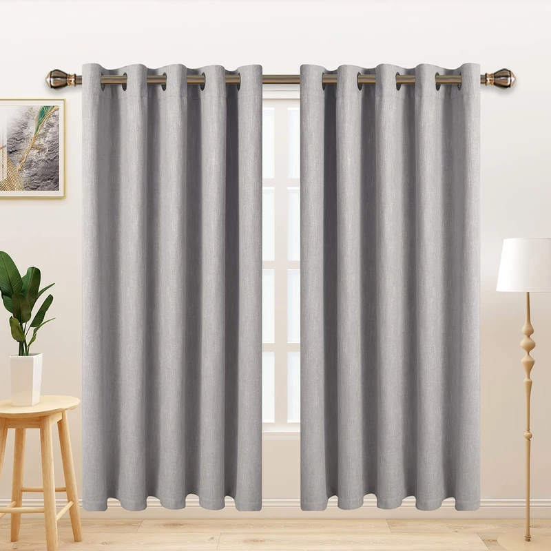 LORDTEX Linen Look Textured Blackout Curtains with Thermal Insulated Liner
