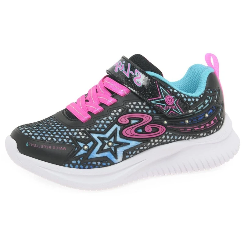 Skechers Girl's Jumpsters Wishful Star Sneakers, Black Pink, 10 UK Child