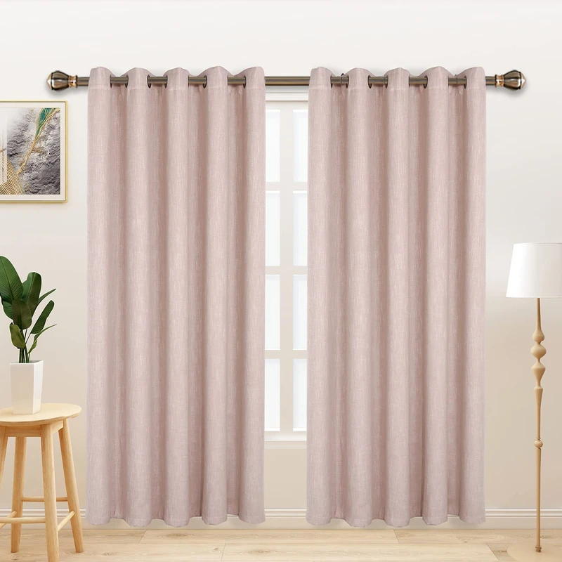LORDTEX Linen Look Textured Blackout Curtains with Thermal Insulated Liner