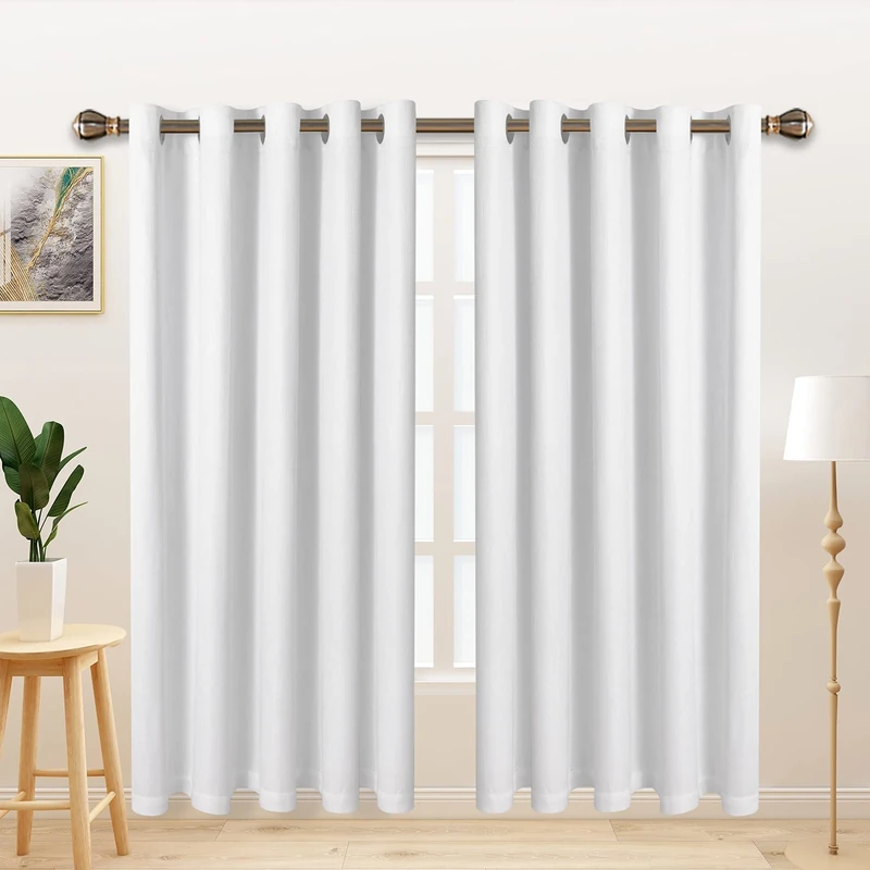 LORDTEX Linen Look Blackout Curtains - 70" x 63" Thermal Insulated