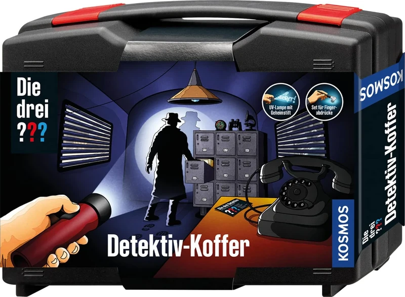 Die drei Kosmos Detective Case, Detective Toy Set for Children from 8 Years with Fingerprint Powder, Important Utensils and Professional Tips for Investigation, Wit