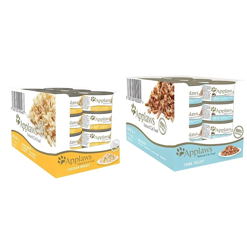 Applaws Cat Food Chicken Breast 24 x 70 g Tins with Applaws 100% Natural Wet Cat Food 70g Tuna Fillet 24 x 70 g Tins