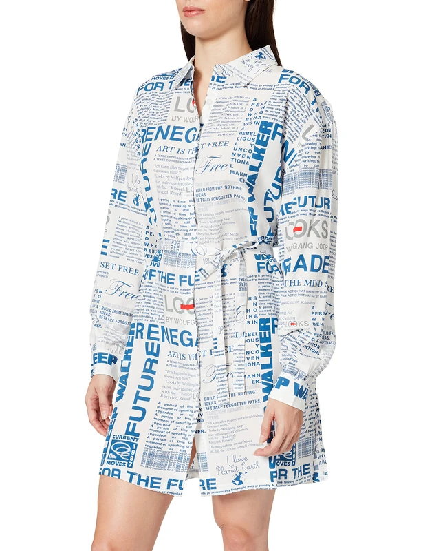 LOOKS BY WOLFGANG JOOP Women's Bluse mit Logo Print Blouse, White, Large