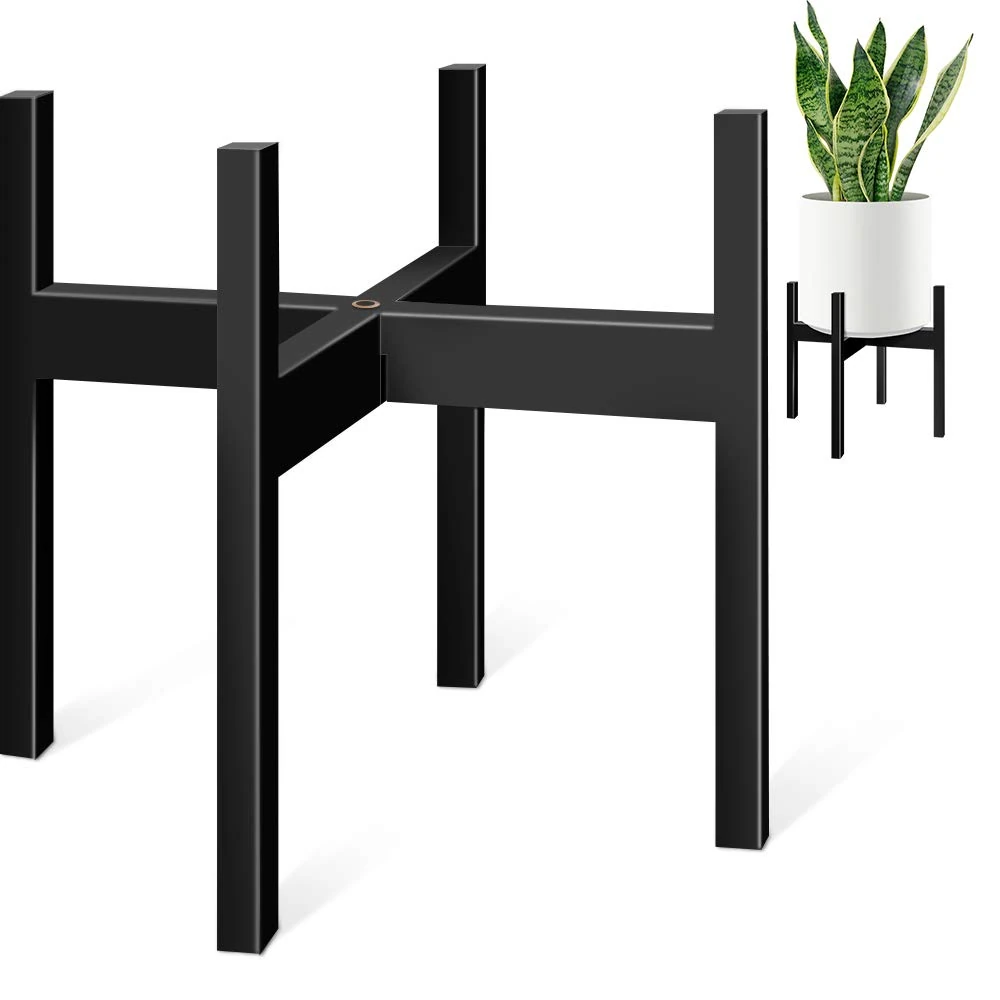 ZMTECH Plant Stand, Mid Century Metal Plant Holder (Pot Not Included) Corner Indoor Outdoor Tall Black Flower Pot Holder, Fits 20.5cm Pot