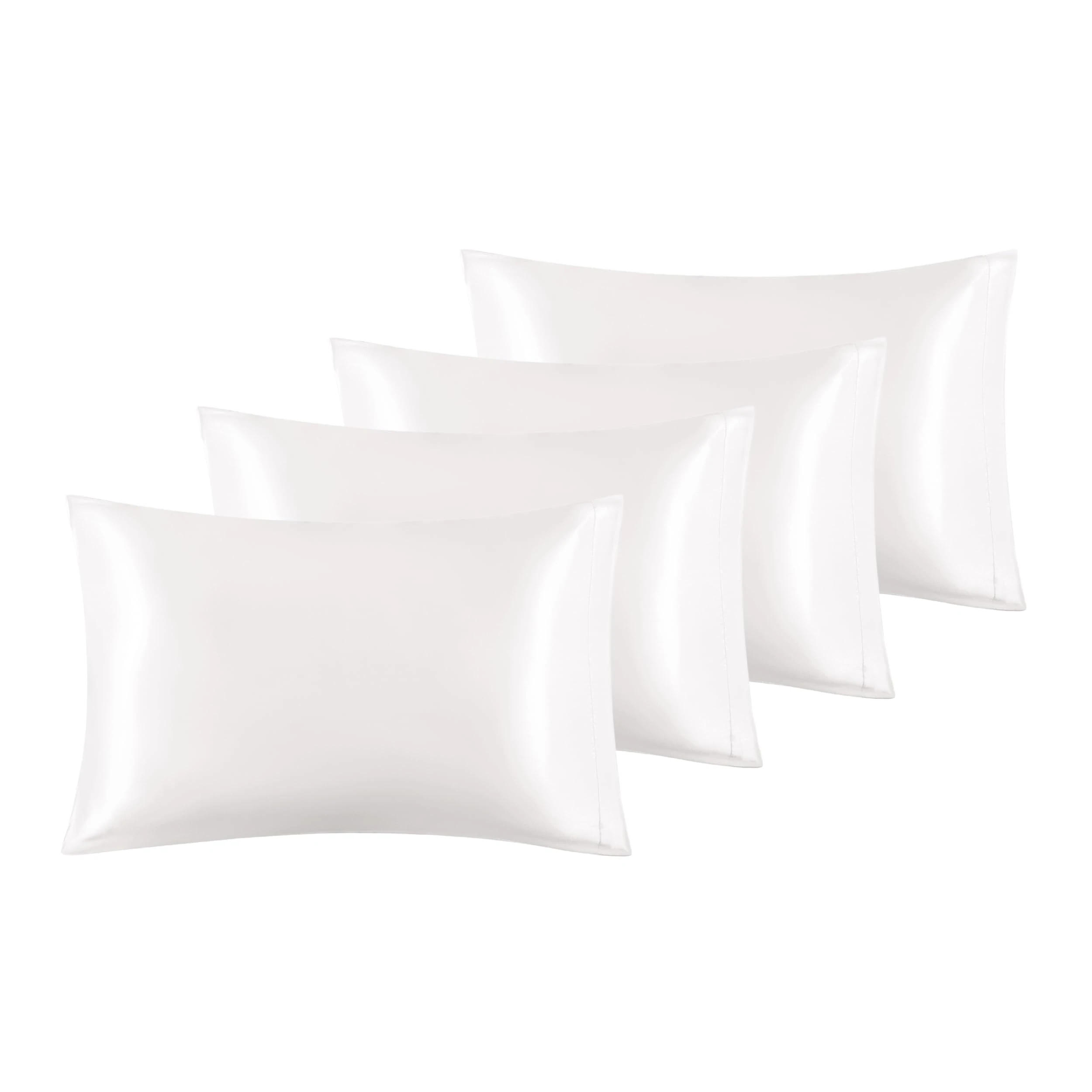 Bedsure Pillow Cases 4 Pack - Similar to Silk Pillowcase, Cooling Satin Pillowcase for Hair and Skin with Envelope Closure, Gifts for Women, Queen & Standard Size 50x75 cm, Ivory