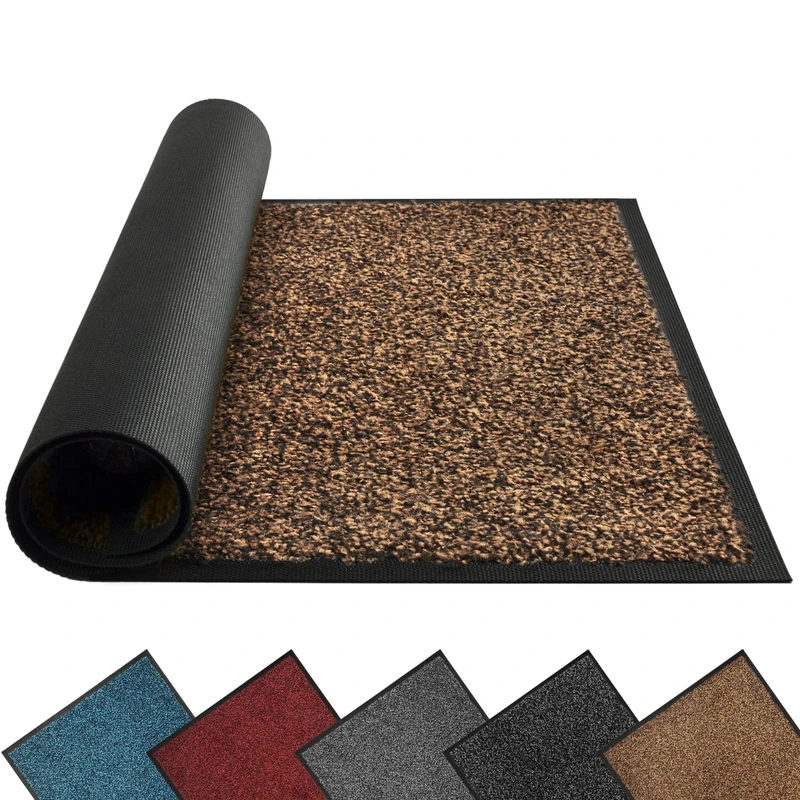Mibao Door Mats Indoor and Outdoor, Doormat 58 x 180 Cm Brown Black, Washable Door Matts Indoor, Heavy Duty Non-slip Entrance Mat, Shoes Scraper, Super Absorbent Front Door Mat Carpet
