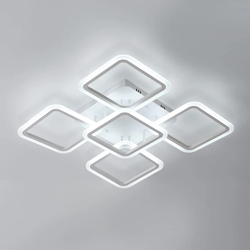 Osairous LED Ceiling Light, 70W Metal Acrylic Chandelier, 6500K Square Flush Mount Ceiling Lamp for Living Room Bedroom Cool White