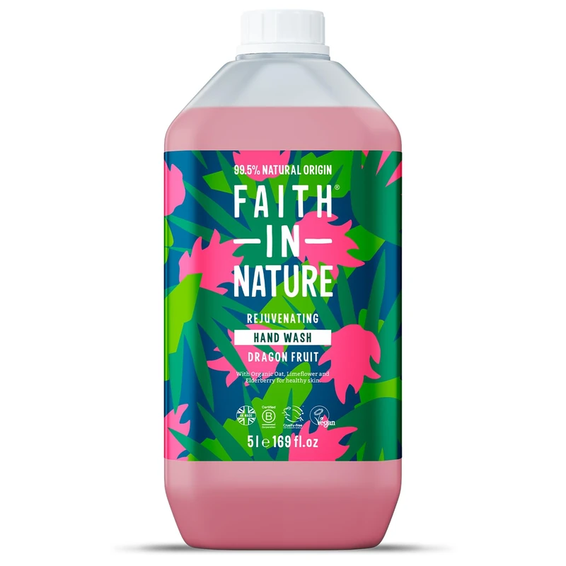 Faith In Nature Natural Dragon Fruit Liquid Hand Wash, Rejuvenating, Vegan & Cruelty Free, No SLS or Parabens, 5L Refill Pack - Image 1