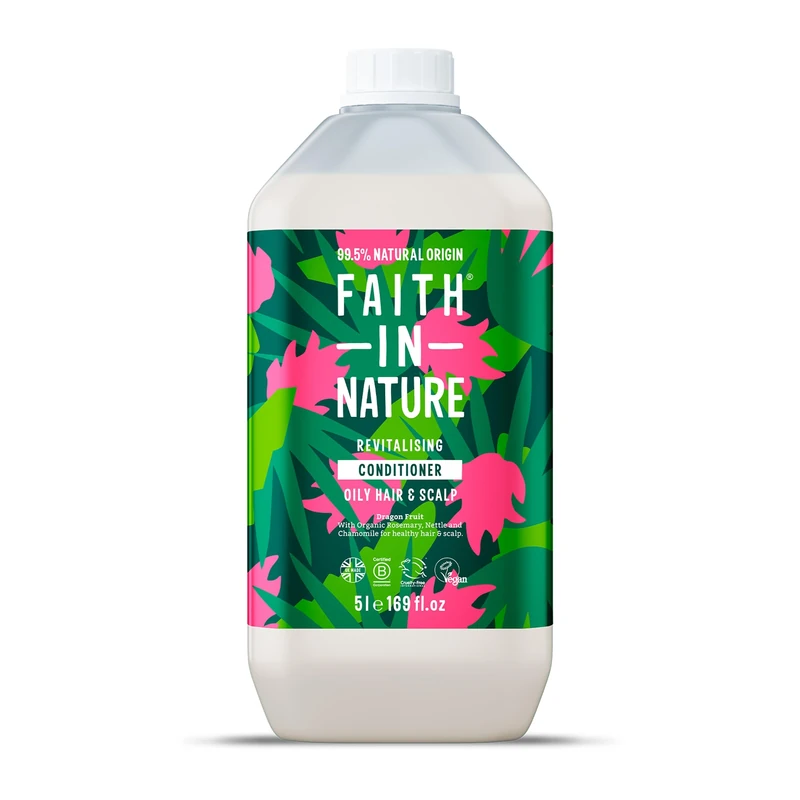 Faith In Nature Natural Dragon Fruit Conditioner, Revitalising for Oily Hair & Scalp, Vegan & Cruelty Free, No SLS, Silicones or Parabens, 5L Refill Pack