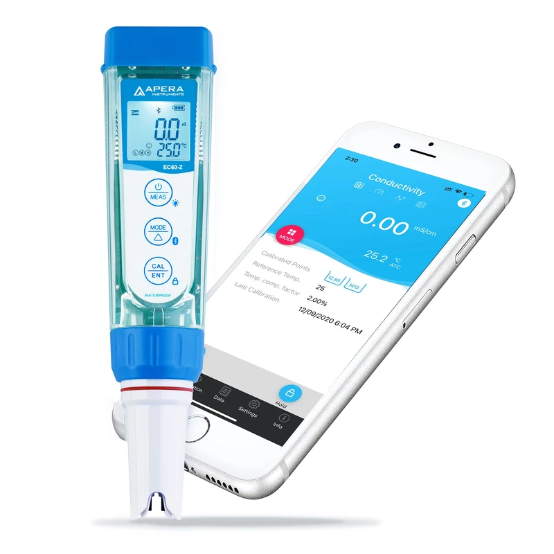 Apera Instruments EC60-Z Smart Conductivity Meter (Supported by the ZenTest Mobile App) - Conductivity Range: 0 to 20mS/cm