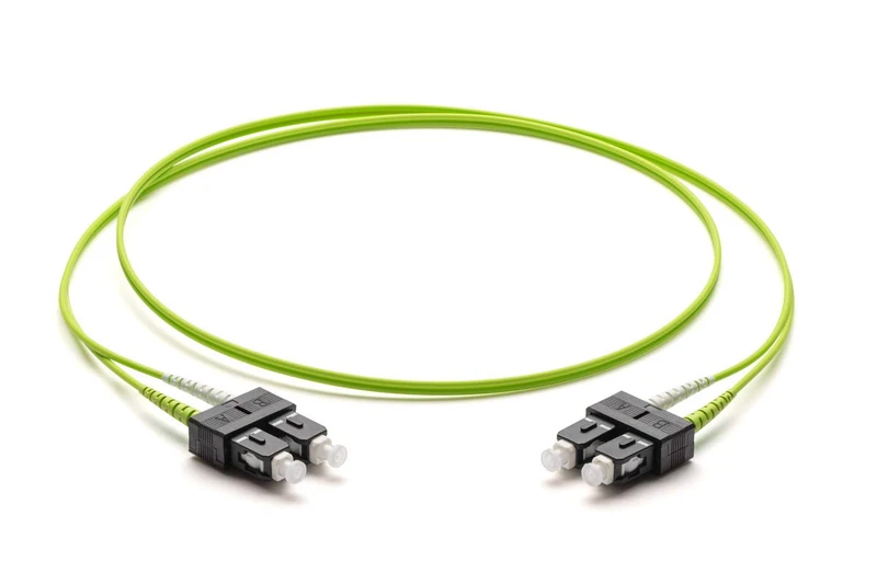 Corning OM5 Fibre Optic Patch Cable 2 x 2.0 mm Multimode Duplex SC PC Duplex to SC PC Duplex 10 m Lime Green