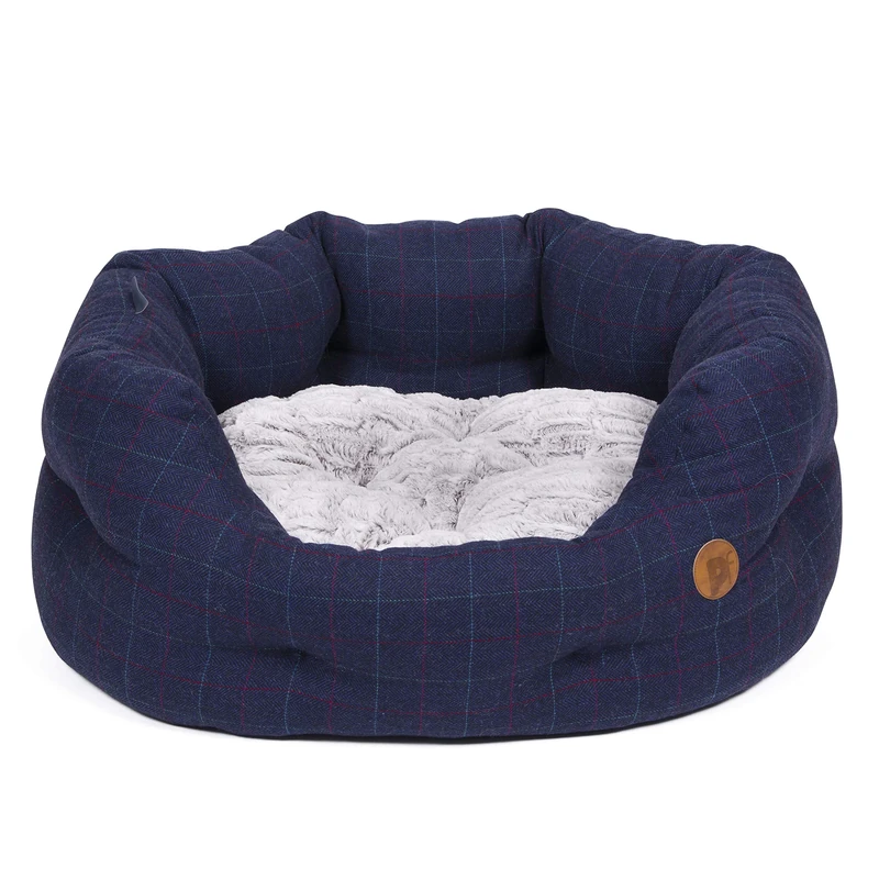 Petface Midnight Tweed Oval Dog Bed with Reversible Cushion, Machine Washable, Medium (Pack of 1)