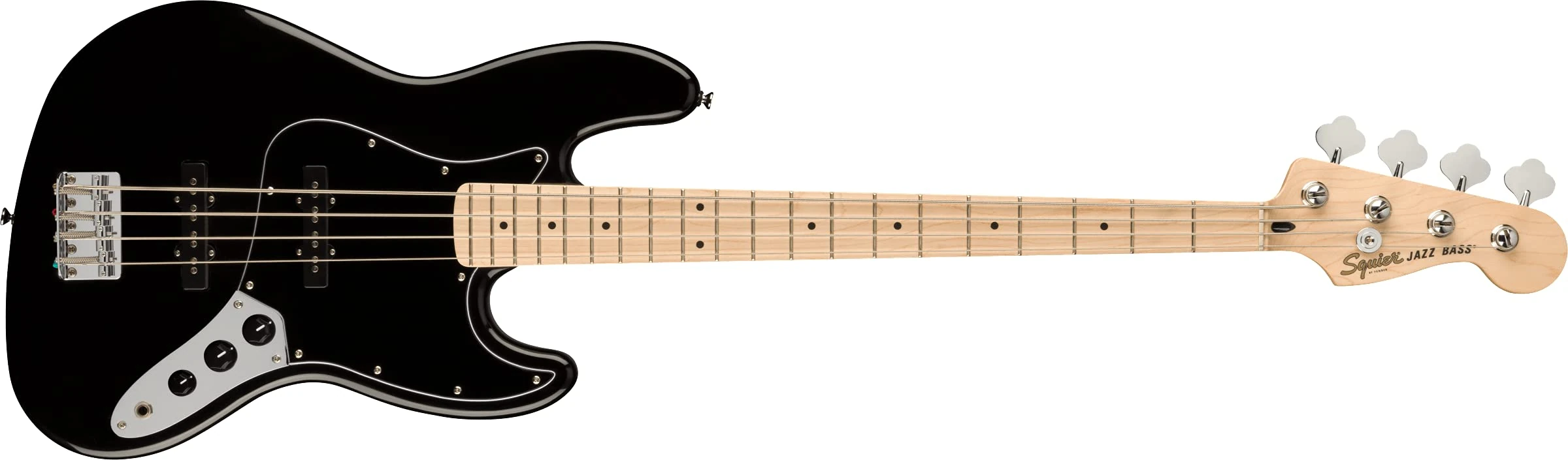 Squier by Fender Affinity Series Jazz Bass Guitar, Maple Fingerboard, Black Pickguard, Black, Comes with Free Virtual Lessons