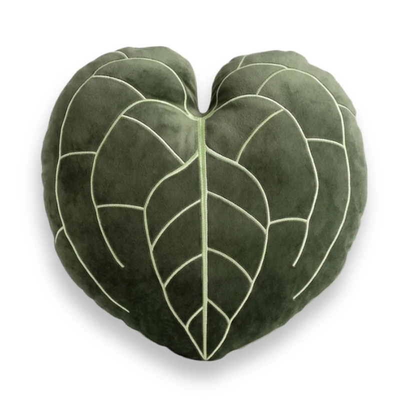 Green Philosophy Co. Plush Leaf Pillow - 3D Accent Clarinervium Leaf Throw Pillow for Couch Sofa Living Room Home Decor for Plant Lovers, Garden Lovers, Green Thumb Family & Friends - Image 1