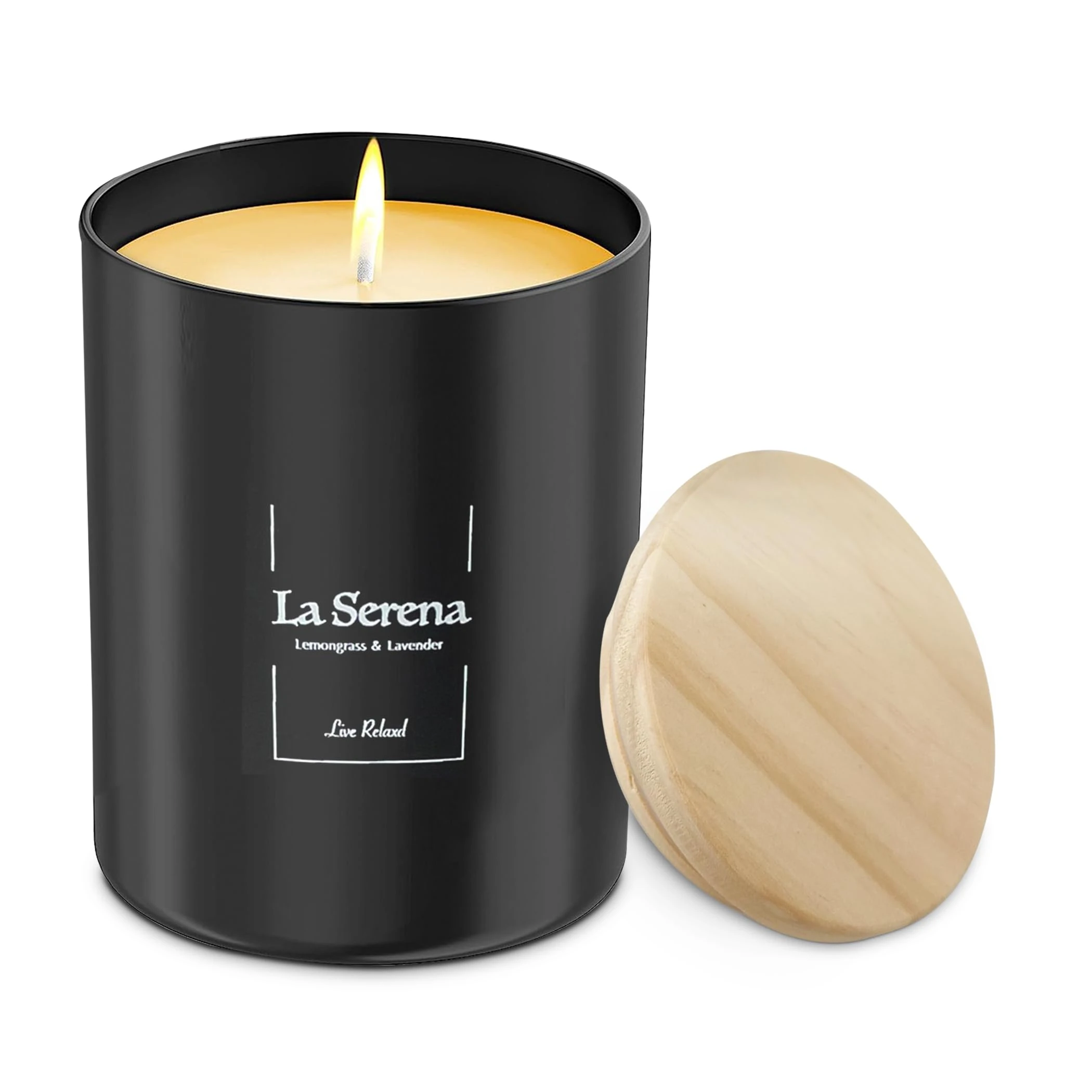 Premium Lemongrass & Lavender Scented Candles (La Serena), Natural Soy Candles Gifts for Women & Men, Hand Poured, Long Lasting Aromatherapy Essential Oil Candle, 227g, 45 Hour Burn Time