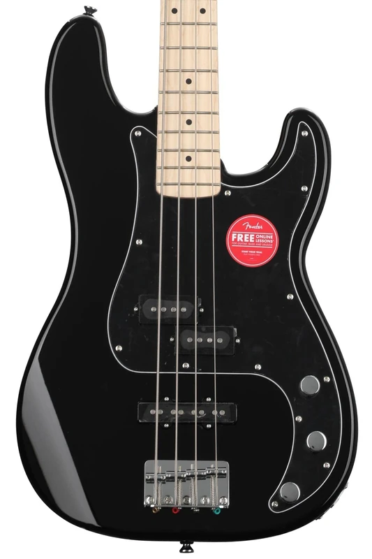 Squier by Fender Affinity Series Electric Precision Bass Guitar, Maple Fingerboard, Black Pickguard, Black, Comes with Free Virtual Lessons
