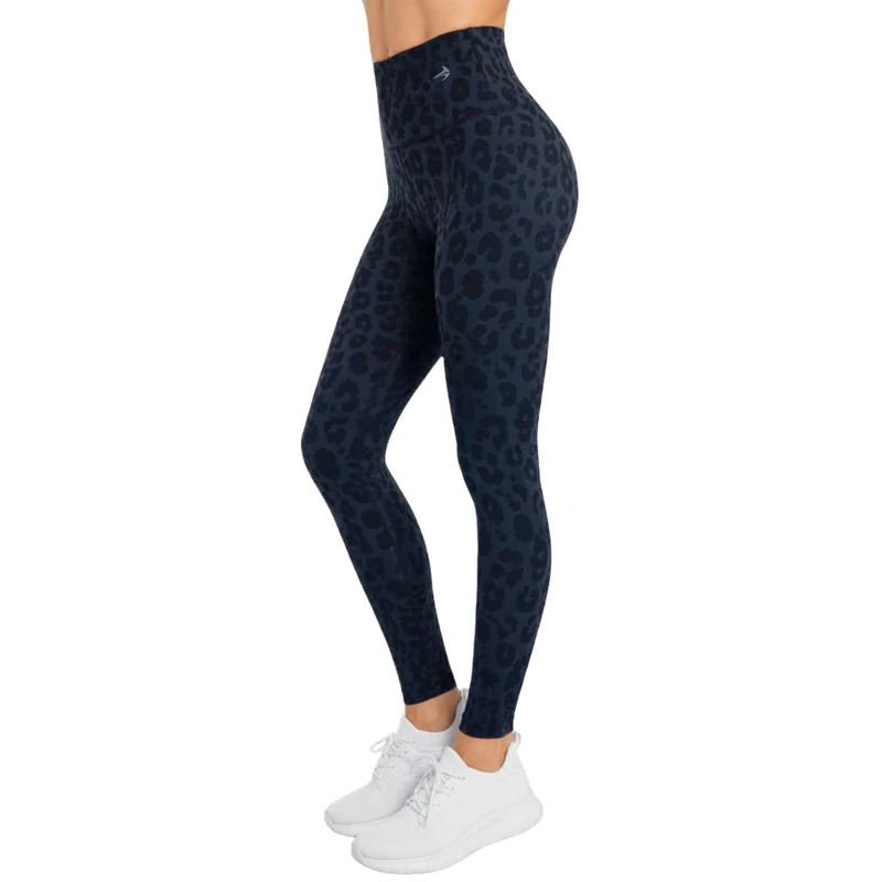 COMPRESSIONZ Women's Compression Trousers - Best Full Leggings Tights for Running, Yoga, Fitness, Leopard Black Super High Waist, L - Image 1