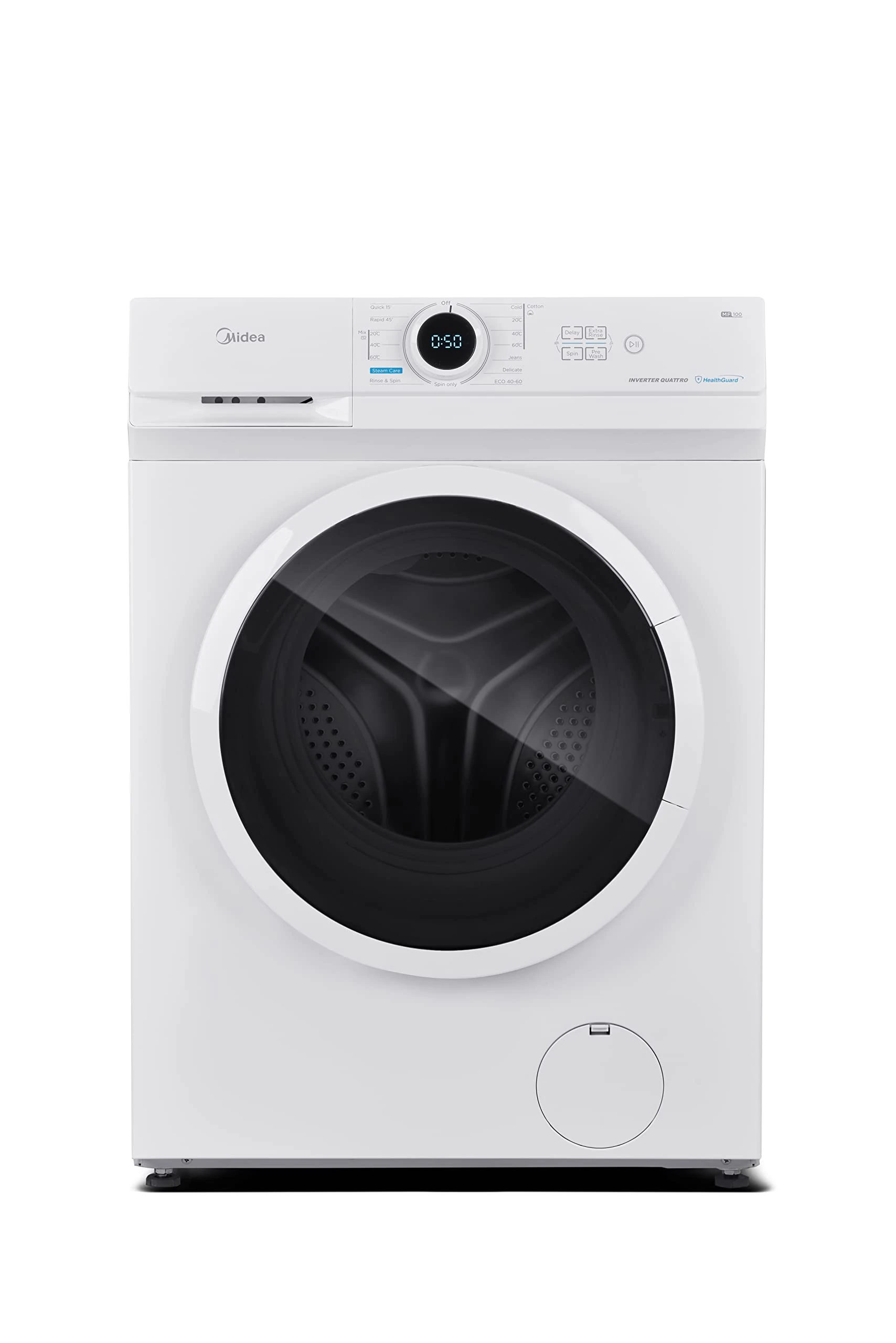 Midea MF200D80B/E Freestanding Washer Dryer, Lunar Dial LED Display, Feature-rich, 1H Wash & Dry, 1400RPM, 8kg/6kg load, White [Energy Class B]