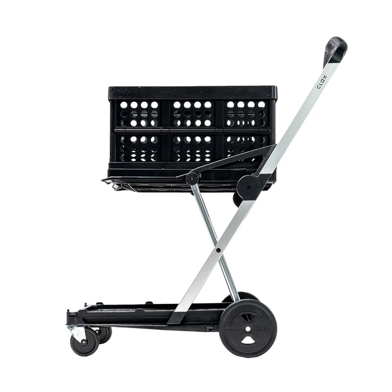CLAX® Multi use Functional Collapsible carts | Mobile Folding Trolley | Shopping cart with Storage Crate (Black)