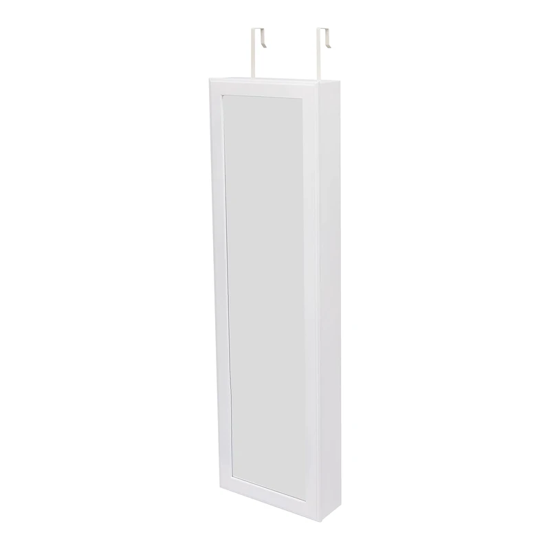 Amazon Basics Wall Mounted or Hanging Rectangular Jewellery Cabinet, 2 Make up Mirrors, White, 47.2" L x 13.78" W x 4.72" H (120 x 35 x 12 cm)