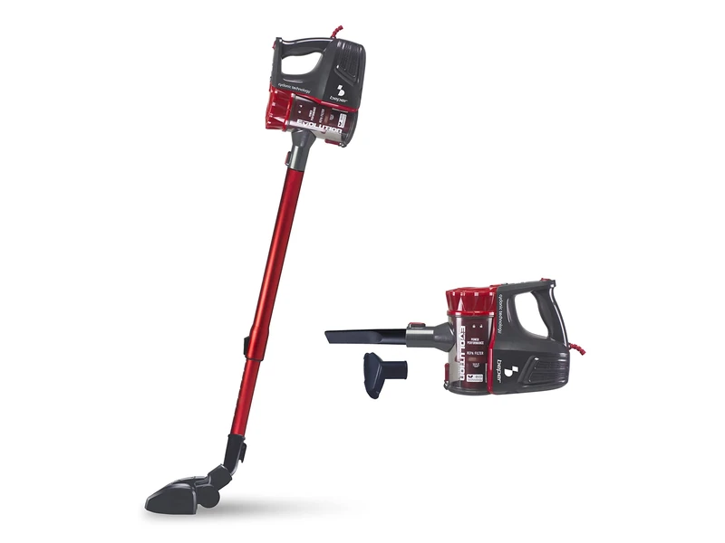 BEPER P202ASP001 2in1 Electric Broom, Vacuum Cleaner, Dust Extractor, 600 W, Suction Power 15 Kpa, 0.8L Tank, Detachable Telescopic Hose, 6.5 m Cable Green, ABS, Red, Large