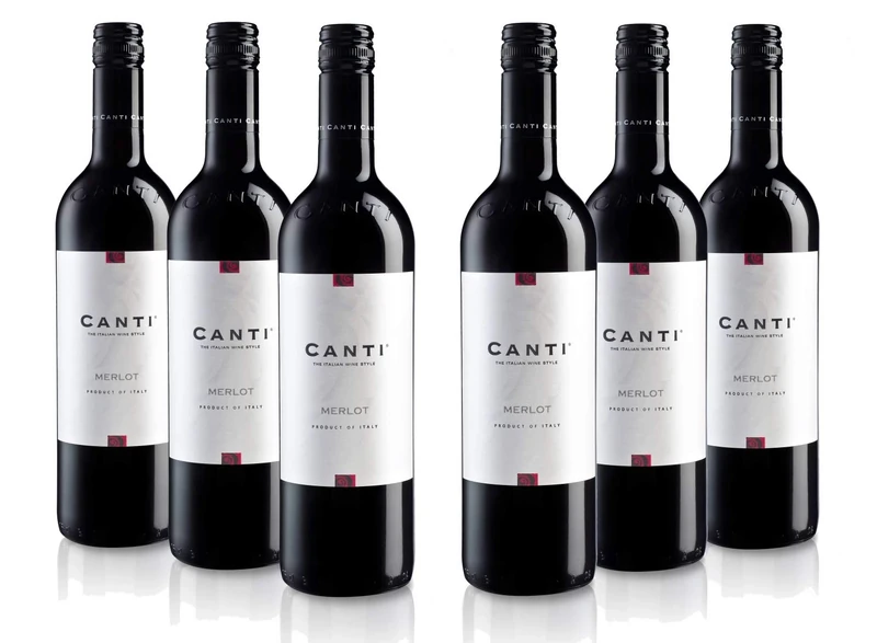 Canti - Merlot Italian Red Dry Wine 11.5%, Balanced Flavor with a Round Fruity Taste, 6x750 ml