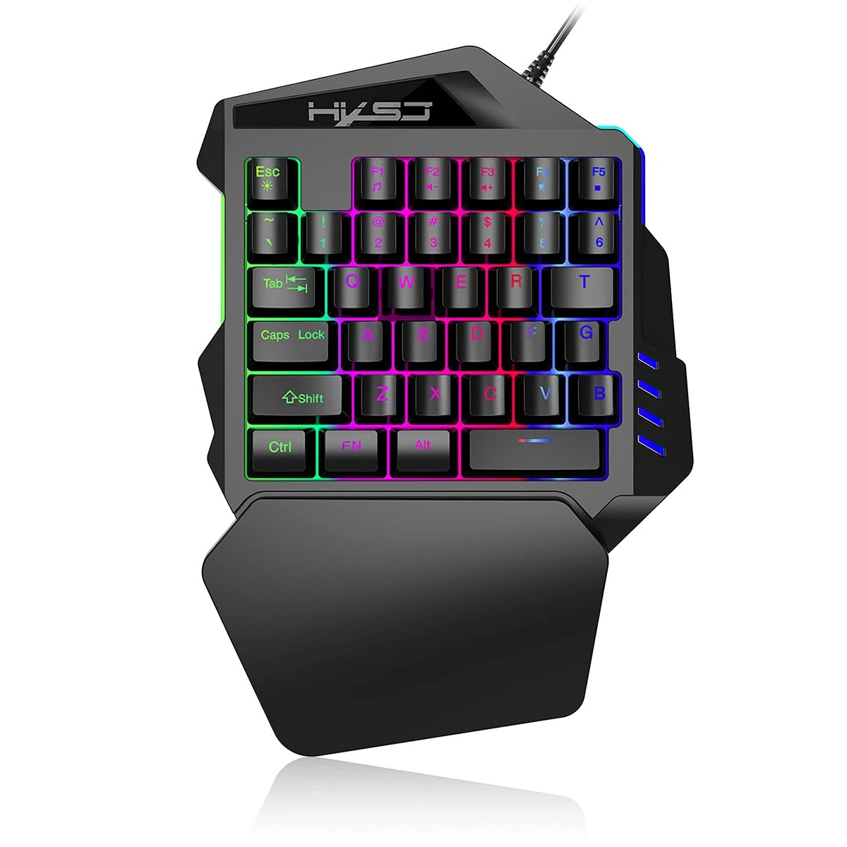 TOWEAR Gaming Keyboard, 35 Keys One Hand Mechanical Gaming Keyboard With Led Backlit, Wrist Rest, Usb Wired Gaming Keypad For LOL/PUBG, Mac/Window/PC Game