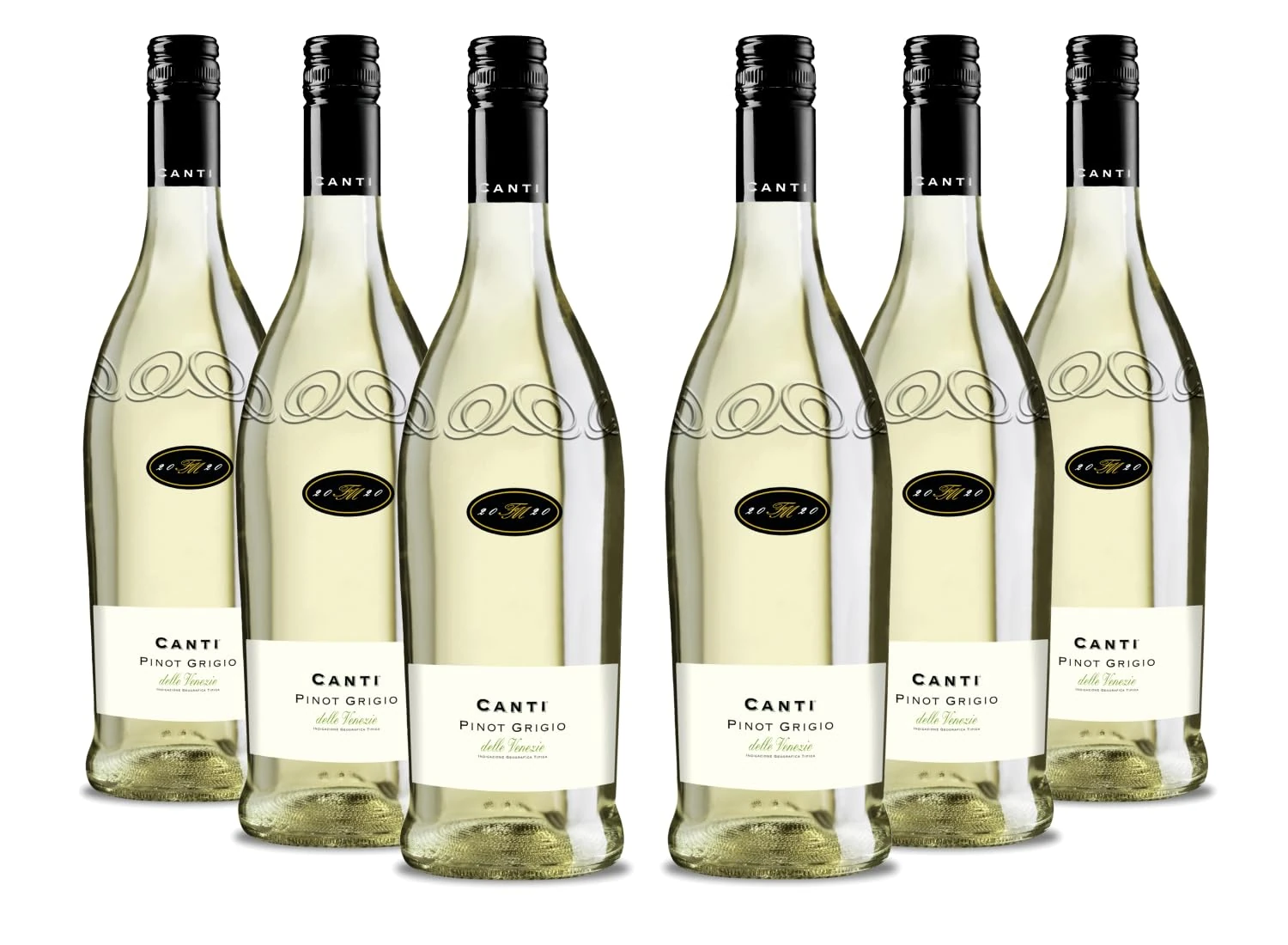 Canti - Pinot Grigio delle Venezie D.O.C., Italian White Dry Wine 12%, Fresh Flavor With a Fruity and Round Taste, 6x750 ml