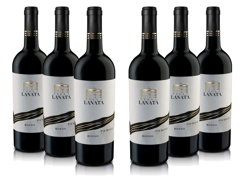 Villa Lanata Piemonte Doc Rosso Italian Red Dry Wine - 6x750 ml - Image 1