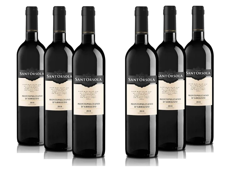 Sant'Orsola Montepulciano DOC Abruzzo Italian Red Dry Wine, 6 x 750ml