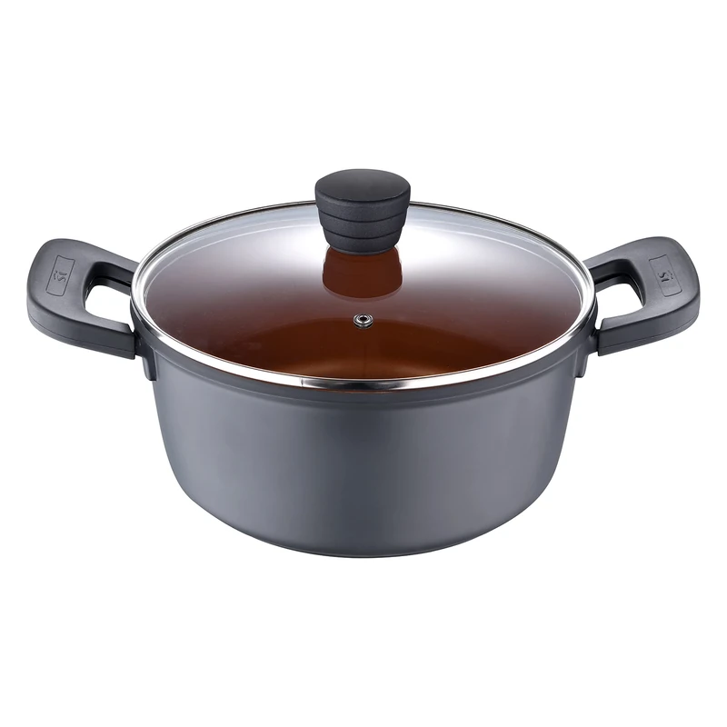 SAN IGNACIO Bronze | 24 cm and 4.5L Cooking Pan | Non-Stick | Made of Cast Aluminum | Soft Touch Effect Handles | Casserole Suitable for All Kitchen Types